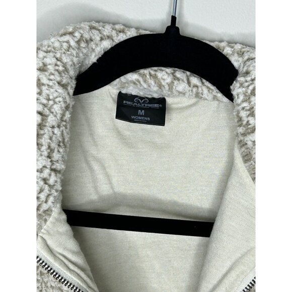 Reel Tree beige with camo lining Sherpa zip up vest Women's Size Medium - Picture 7 of 11